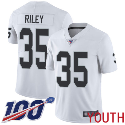 Oakland Raiders Limited White Youth Curtis Riley Road Jersey NFL Football #35 100th Season Vapor Jersey